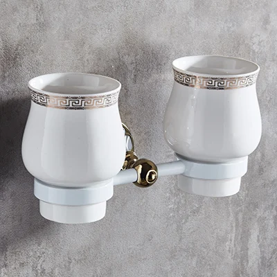 tooth brush holder Набор аксессуаров для ванной комнаты, золотой и белый держатель для бумаги, вешалка для полотенец, мыльница, вешалка для полотенец, стеклянная полка, крючки, набор аксессуаров для ванной комнаты - Цвет: tooth brush holder