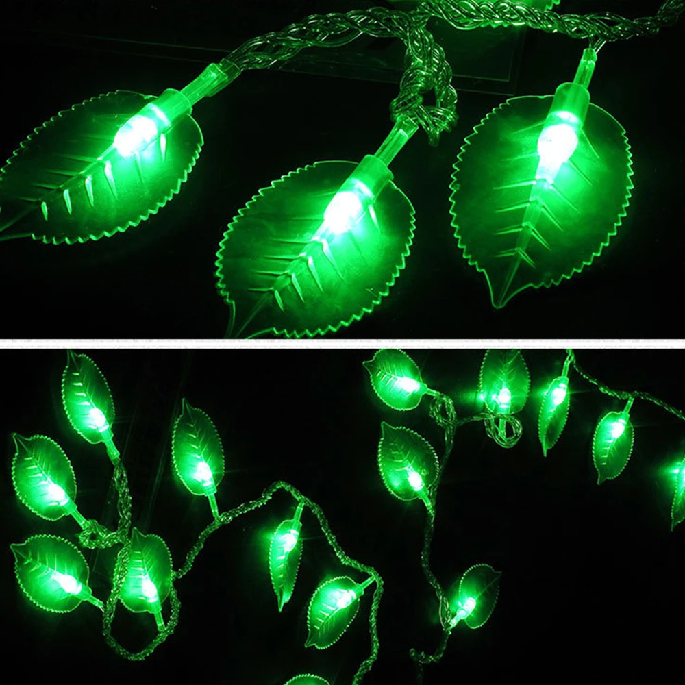 

10m 100leds Holiday lights Green leaves LED light string New year AC Plug Christmas Wedding fairy garland Party Decoration DF