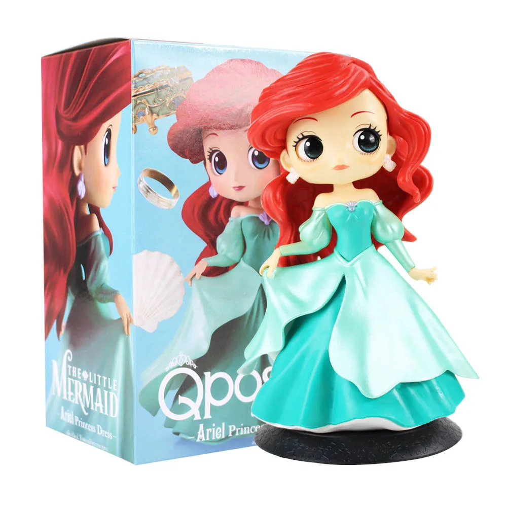 Ariel B with box Q Posket Princess Figures Mermaid Ariel Rapunzel Belle QPosket Characters Collectible Modle Dolls Kids Girls Toys Gifts - Цвет: Ariel B with box