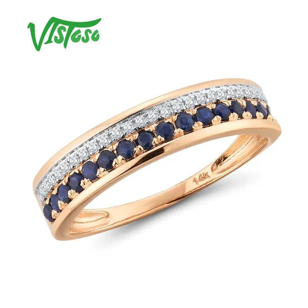 VISTOSO 14 K кольца из розового золота для Леди Подлинная блестящая Бриллиантовая
