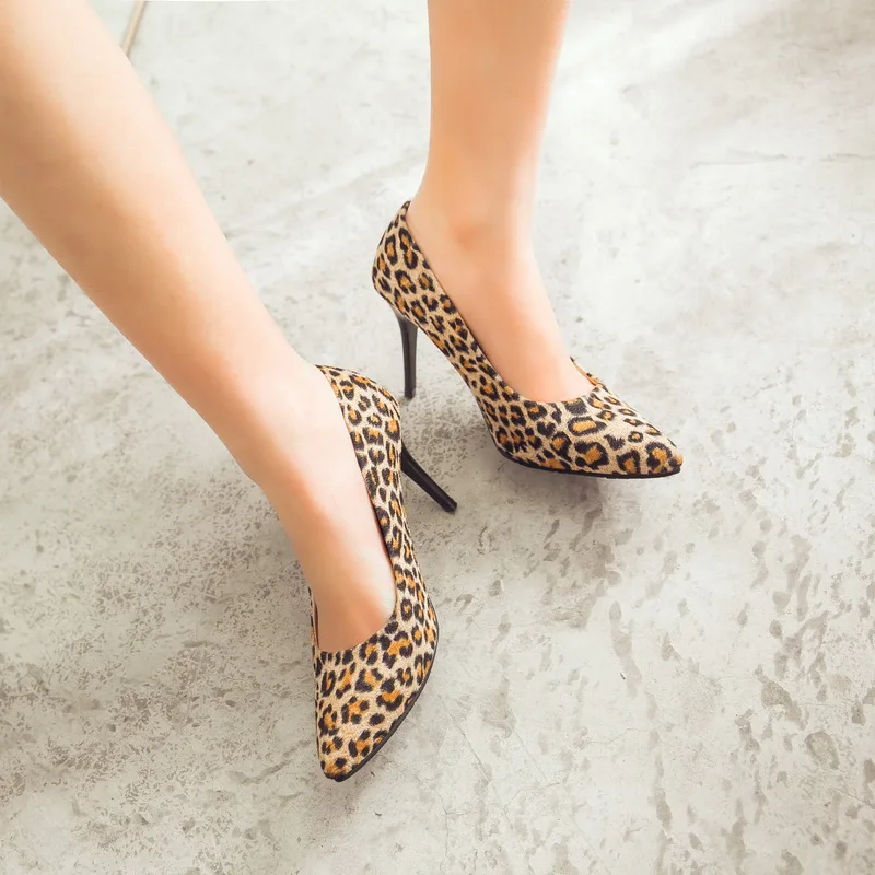 2018 осенние женские пикантные леопардовые Обувь на высоких каблуках женская