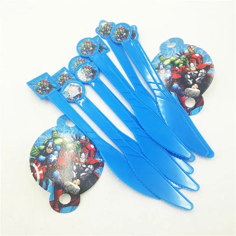 Knife 10pcs С супер героями, Мстители, украшения, товары для вечеринки одноразовая скатерть чашки тарелки соломенная шляпа для маленьких мальчиков на день рождения, подарки, набор - Цвет: Knife 10pcs