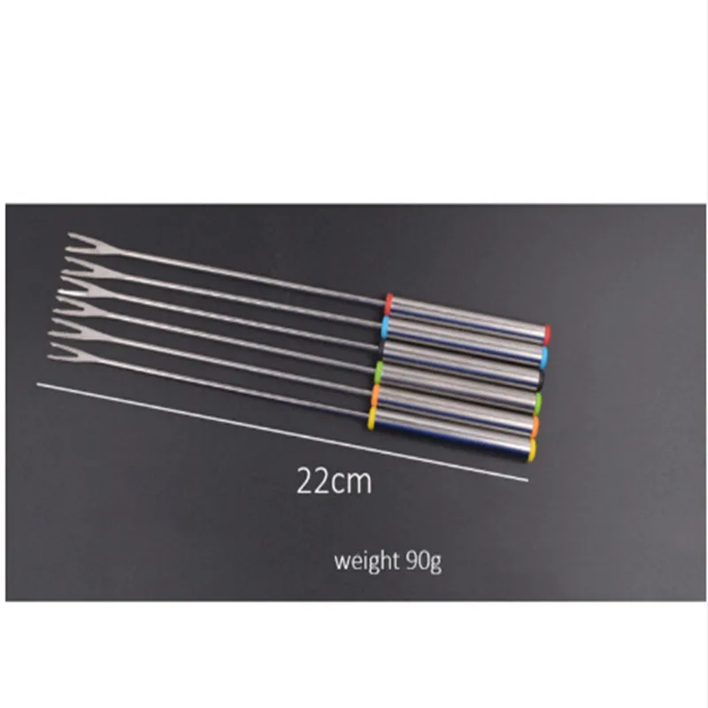 6pcs/set 24cm Long Cheese Dessert Fork Stainless Steel Hot Pot Fruit Chocolate Fondue Melting Skewers Kitchen Tools | Дом и сад
