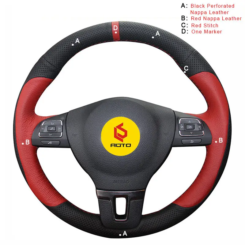 Nappa Leather Автомобиль Оплетка на руль Обложка для Volkswagen VW Gol Tiguan Passat B7 Passat CC Touran Jetta Mk6 с оригинальной кожаной - Название цвета: Nappa Leather