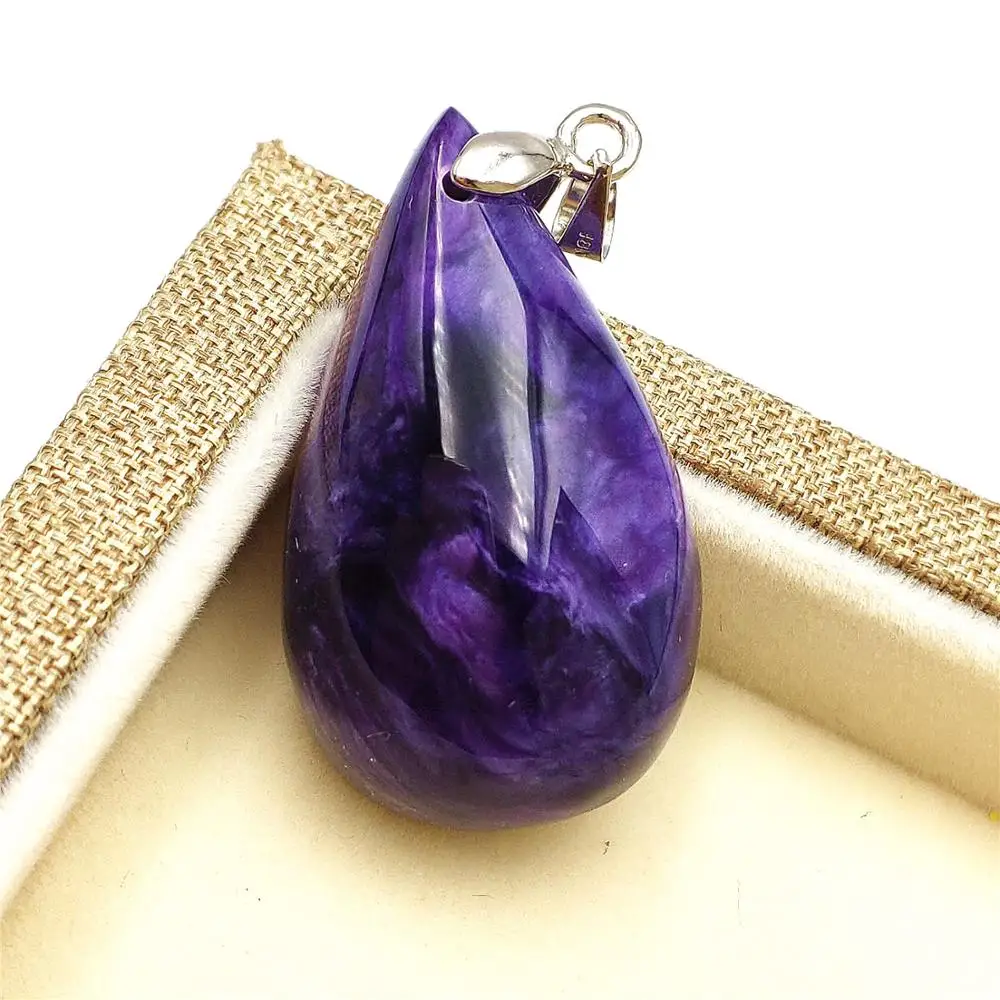 Новинка натуральный фиолетовый драгоценный камень Charoite женский и мужской кулон