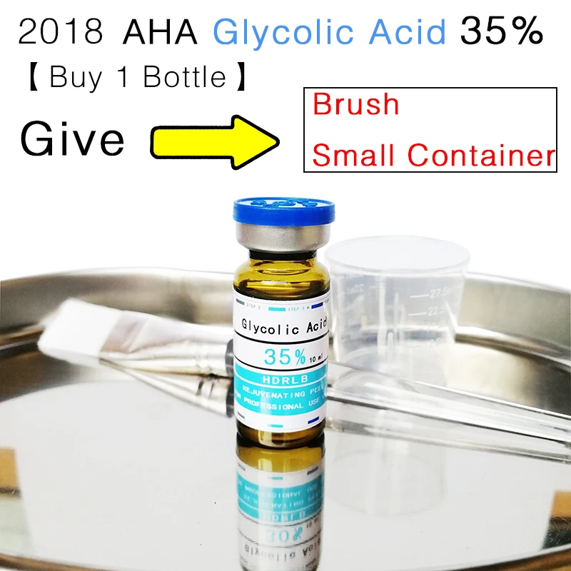 Сумасшедшие продажи 35% гликолевая кислота кисть aha кислота гликолевая кислота кожура кислота засоренные поры тусклый кожи ткань морщин Сыворотка для лица