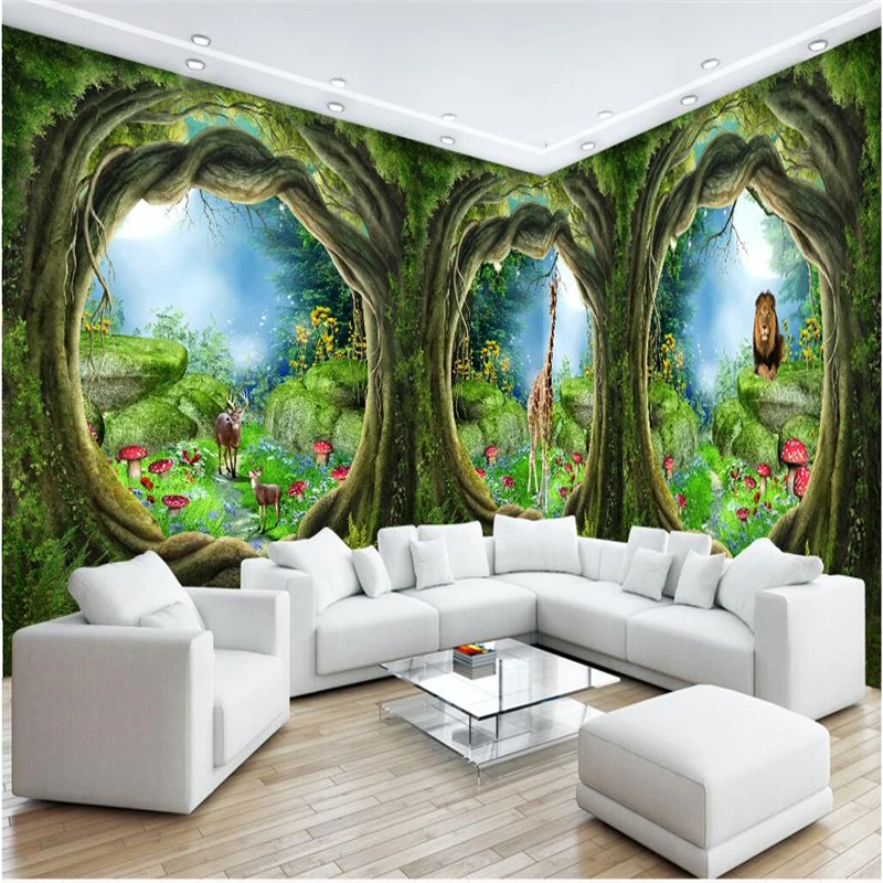 Обои на заказ фрески любой размер фото 3D стерео Фэнтези феи лес джунгли лось весь