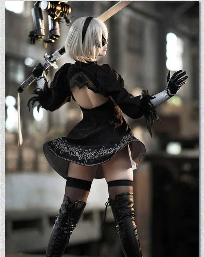 Nier Automata Косплей актриса 2B Косплей Костюм Хэллоуин аниме платье Хэллоуин Униформа в начале мая