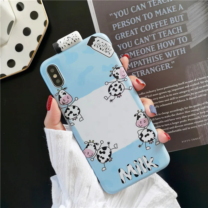 Funny dairy cow Soft TPU Toy Cover For iPhone 6 6S 7 8 Plus X XR XS Max Cute Milk Phone Case IMD Toys |