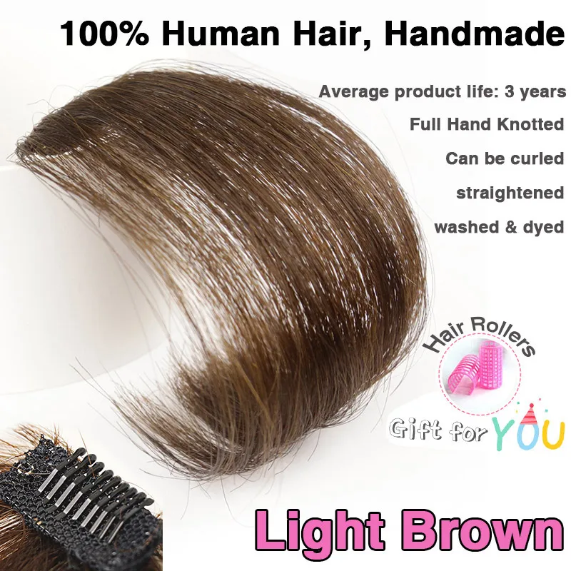 Human hair-LB Волос SW поддельные тупые удары мини Волосы на клипсах синтетические бахрома легко природных Накладные парики для Для женщин - Цвет: Human hair-LB