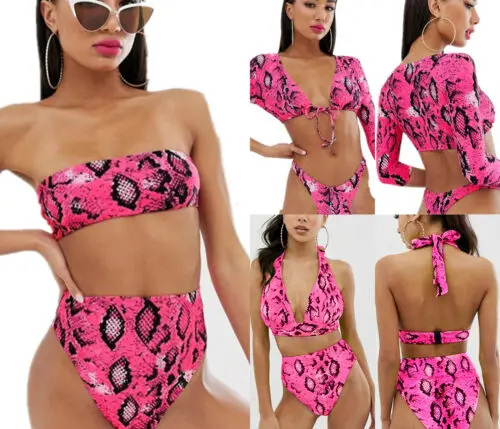 Сексуальный женский комплект бикини с принтом змеиной кожи бюстгальтер пуш-ап