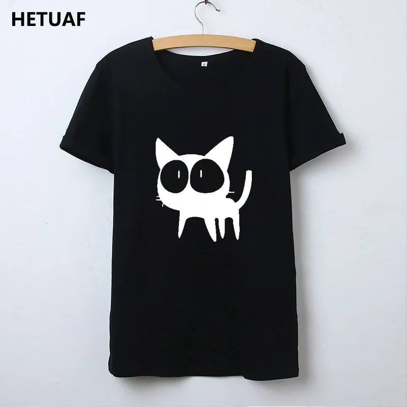 

HETUAF Kawaii Cat T Shirt Women Funny Graphic Tees Women Cartoon Ulzzang T-shirt Women's Cotton Ladies Printed Camisetas Mujer
