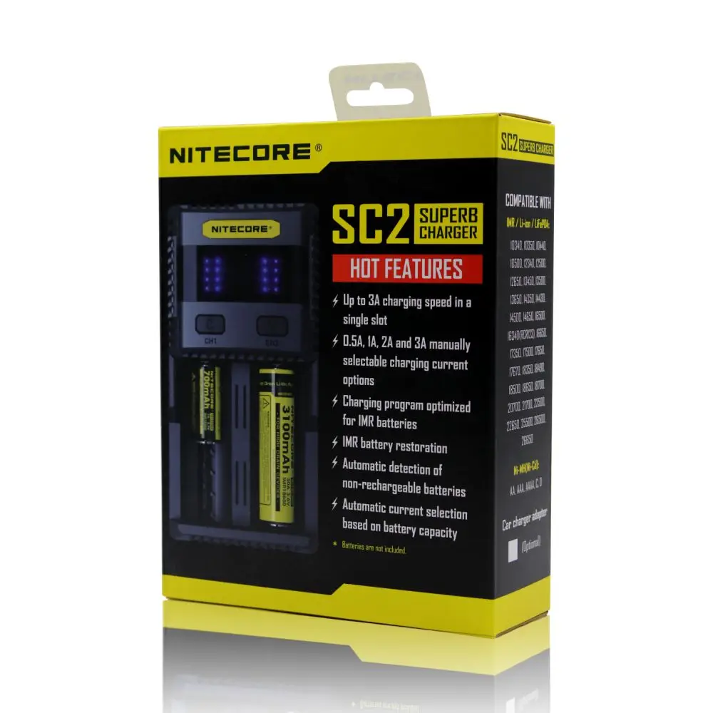 SC2 NITECORE SC2 SC4 Зарядное устройство интеллигентая(ый) Батарея выход USB зарядного устройства 3A для LiFePO4 литий Iion металл-гидридных или никель-гидридных и никель-кадмиевых типов аккумуляторов 18650 10340 10350 10440 - Цвет: SC2