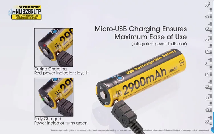 NITECORE 2600 мАч высокопроизводительный литий-ионный аккумулятор с кнопкой сверху 18650 защищенный аккумулятор NL1826R с usb-кабелем для зарядки