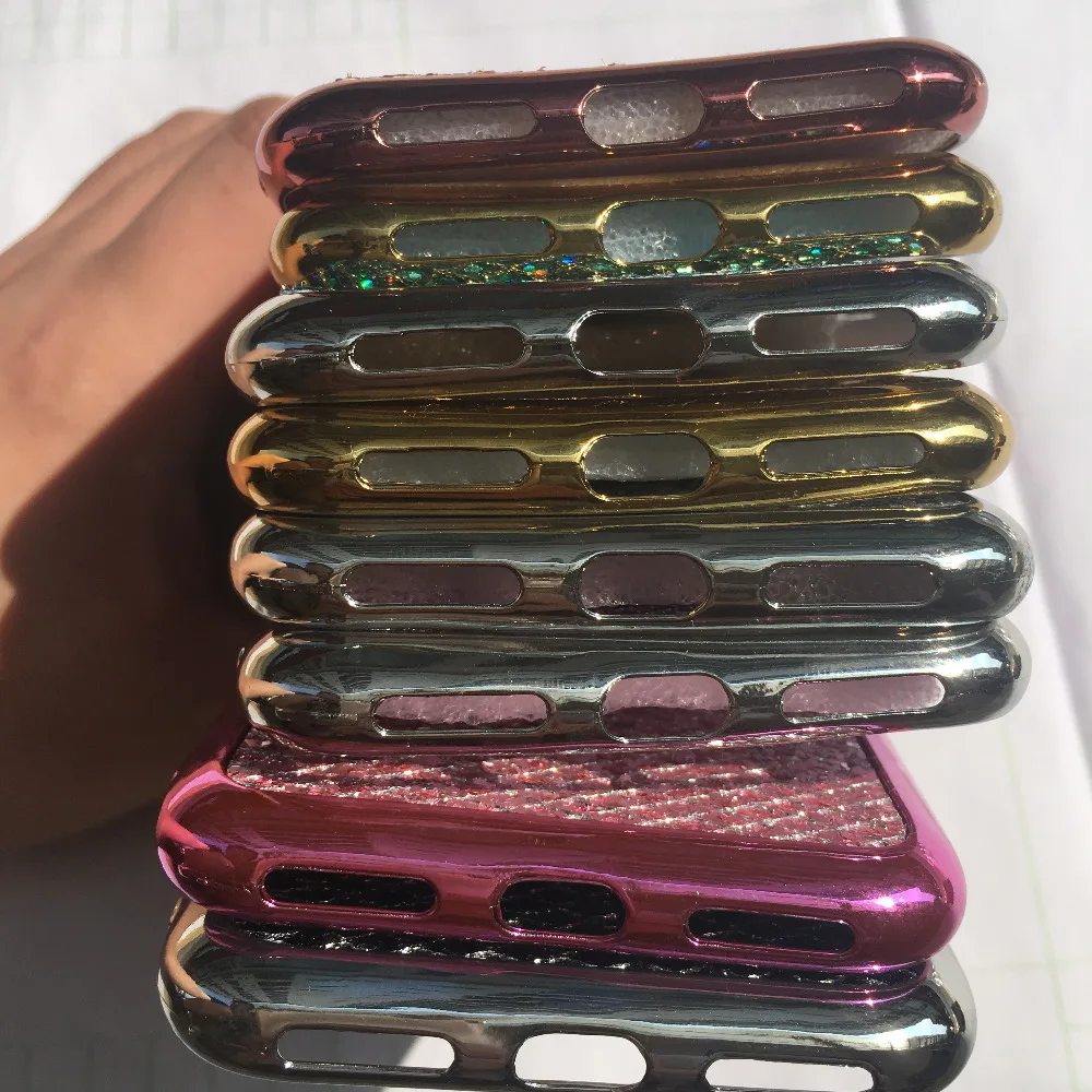 Sequins Phone Case for iPhone X case Silicon Bling Glitter Plating Soft TPU Cover 5 5S SE 6 6s 7 8 plus Fundas |