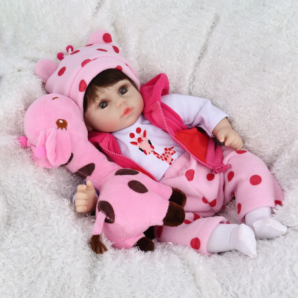 NPKDOLL кукла новорожденная Мягкая силиконовая 18 дюймов Розовая плюшевая игрушка