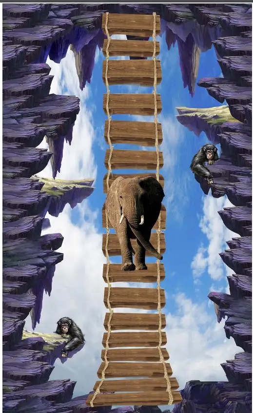 Настенная 3D фотобумага для пола на заказ самоклеящаяся ПВХ с изображением скалы