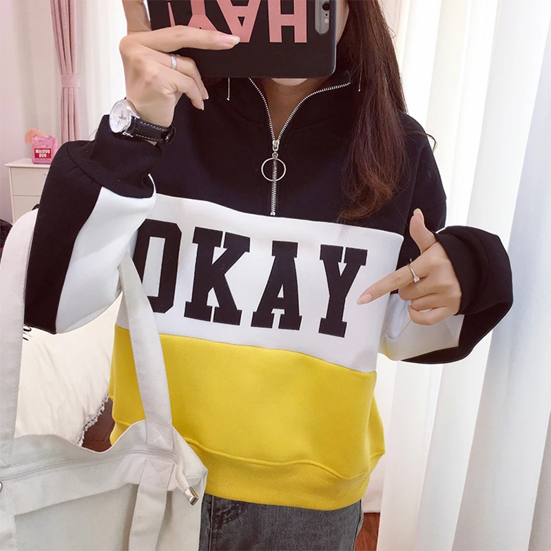 Весна и осень новые плюс толстый бархат толстовка Для женщин молния высокий