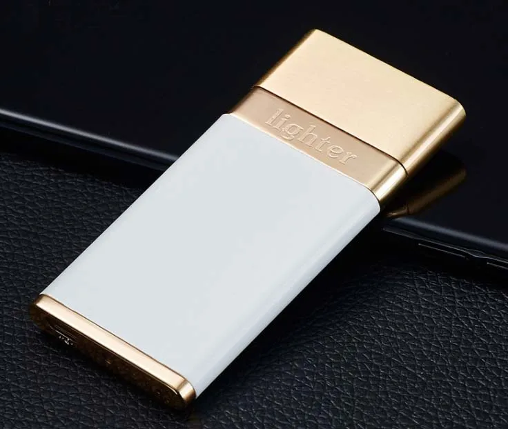 USB Зажигалка - Цвет: white and gold