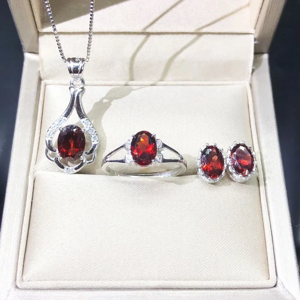 

Classic Wedding Bridal Jewelry Sets For Women Size Free Ring+Pendant Necklace+ Stud Earrings in 925 Sterling Silver