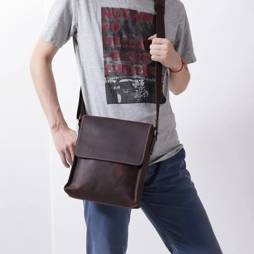 Teemzone бренд из натуральной кожи Кроссбоди мешок Для мужчин тонкий мужской сумка