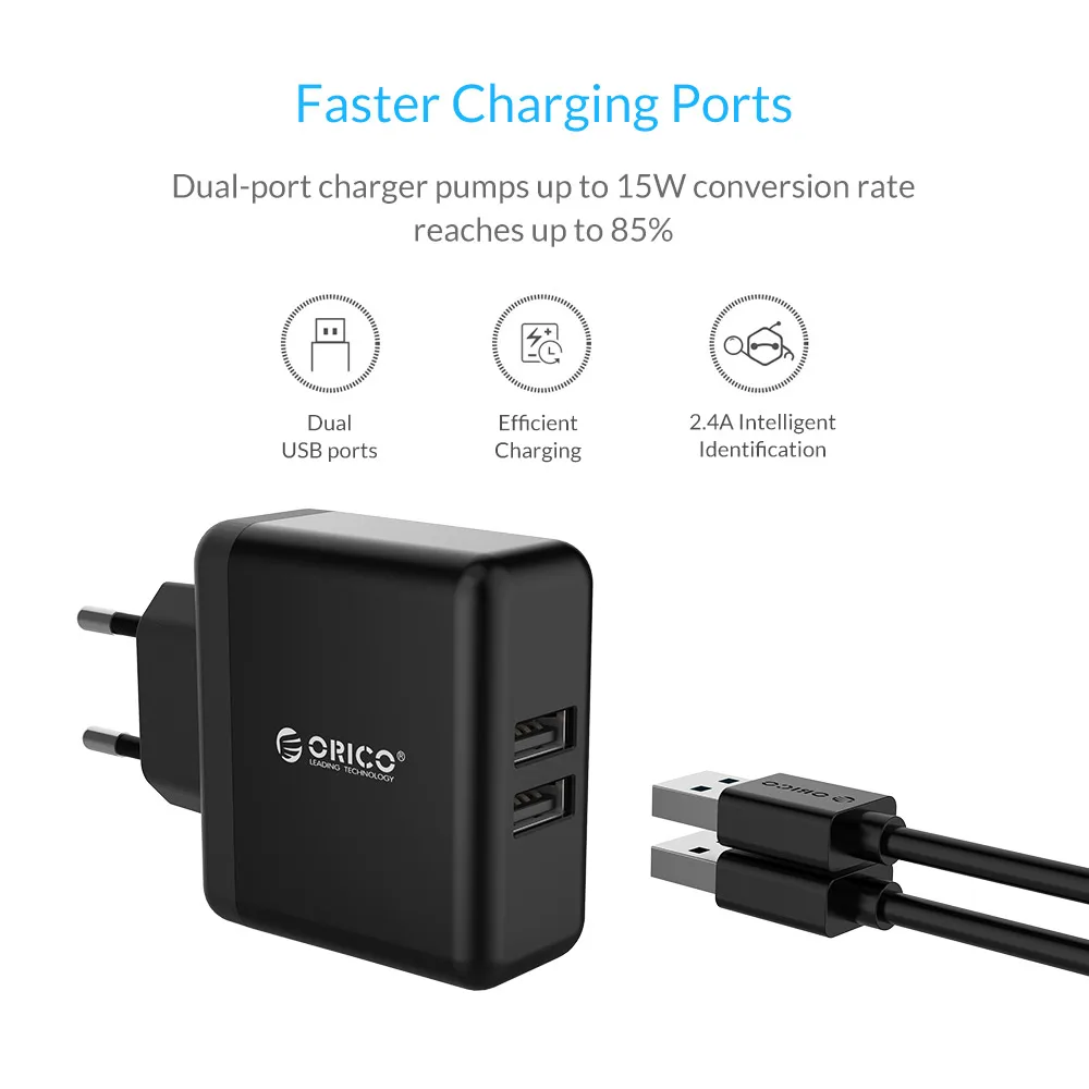ORICO USB зарядное устройство 5V3A Универсальное портативное дорожное настенное зарядное устройство адаптер с европейской вилкой зарядное устройство для мобильного телефона для iPhone 8 планшета samsung