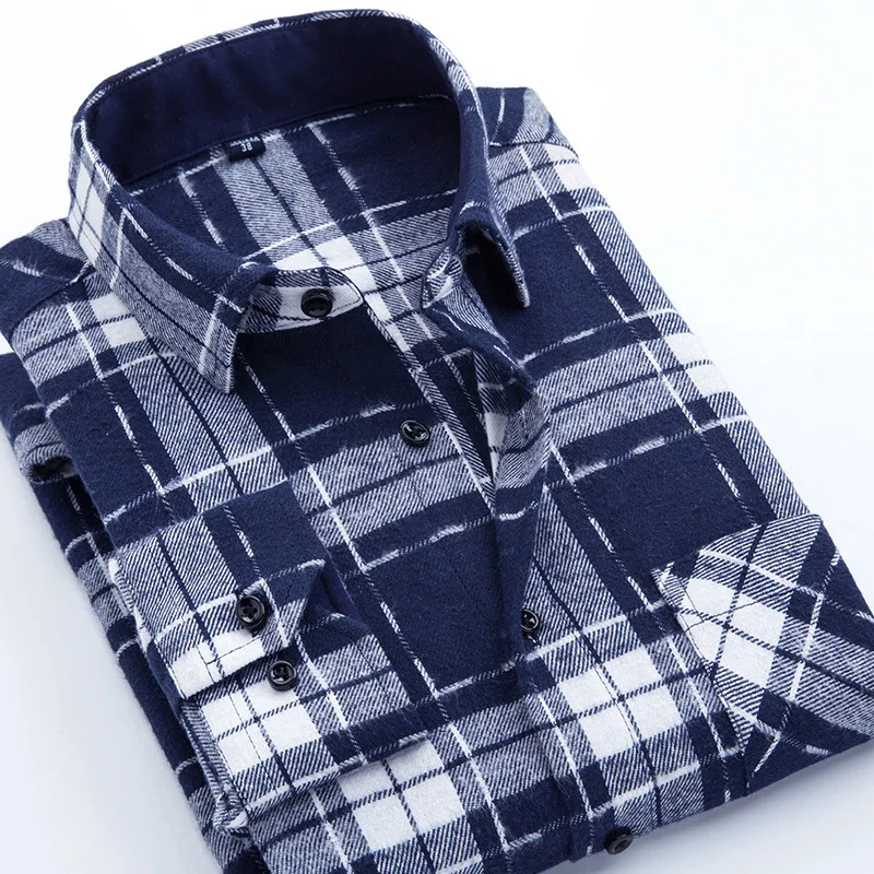 Модная мужская клетчатая рубашка с длинным рукавом, Весенняя Осенняя фланелевая рубашка, мужские нарядные рубашки, Повседневная приталенная рубашка, мужская хлопковая рубашка