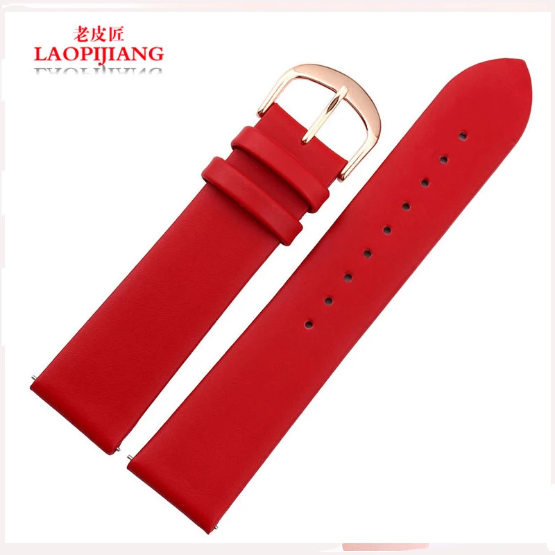 

Laopijiang Leather strap watch accessories for men and women face red with black watch Denmark 22mm