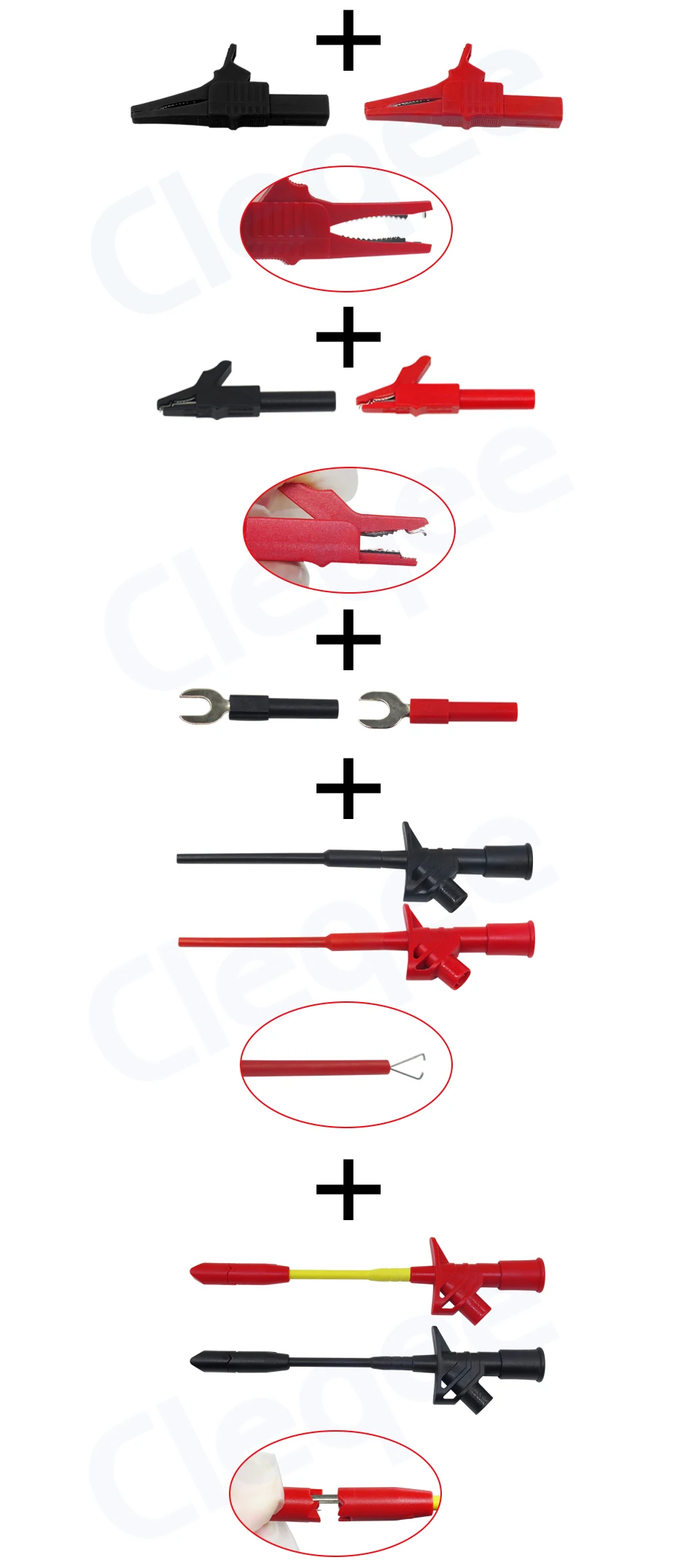 Cleqee P1300D P1300E P1300F сменный щуп тестера крюк и тест-комплекты выводов 4 мм штекер банана крокодил тестовая палка