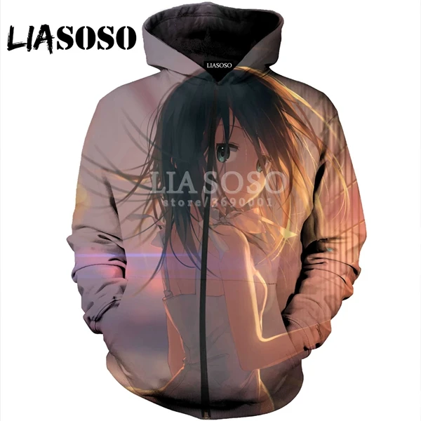 7 LIASOSO, новинка, 3D принт, для женщин и мужчин, худи с капюшоном, комикс, аниме, застенчивая девушка, толстовки на молнии, куртка для отдыха, Harajuku, хип-хоп, HopX0421 - Цвет: 7