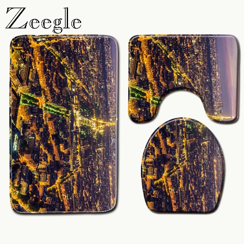 

Zeegle Microfiber Bathroom Mat Shower Bath Mat Non Slip Carpet Rug Machine Washable Toilet Floor Mat Set Bathroom Mats