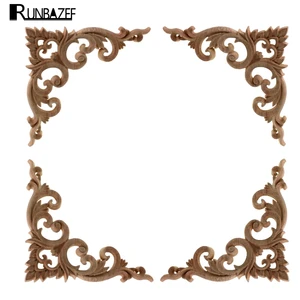 Декоративные деревянные аппликации RUNBAZEF, Резьбовая рама, мебельная дверь шкафа, Морской Декор, деревянная фигурка, цветочный узор, резные