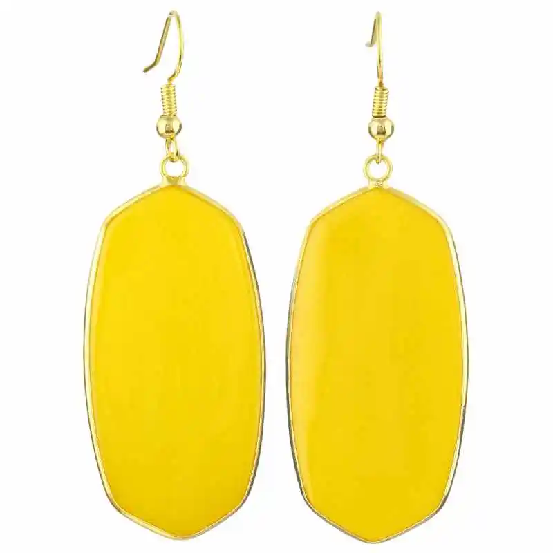 Yellow Crystal Glass TUMBEELLUWA женские каменные хрустальные висячие серьги Овальные, Исцеляющие чакры - Окраска металла: Yellow Crystal Glass