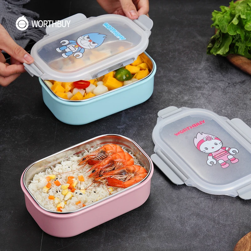 WORTHBUY милый мультфильм Bento Box для детей Школа японский контейнер завтрака