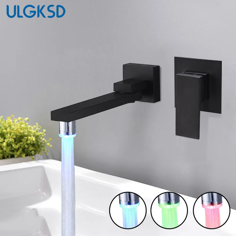 Светодиодный смеситель для раковины ULGKSD настенное крепление одна ручка