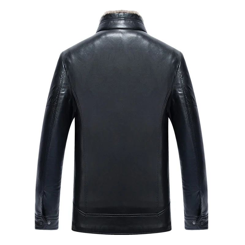 DZYS Men's Thick Warm Faux Leather Jacket for Men Male | Мужская одежда