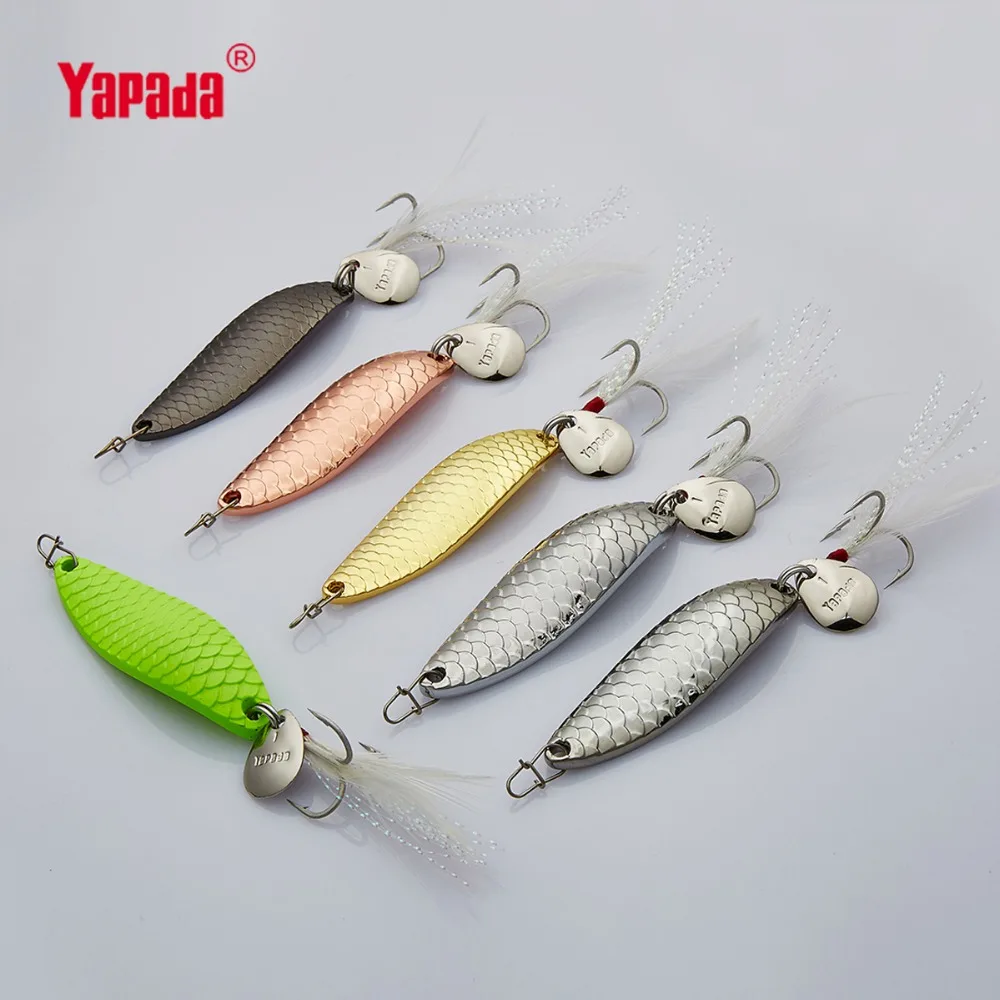 YAPADA Spoon 013 Loong тройной крючок + перо коготь с блестками 10 г/55 мм 15 20 г/58 многоцветная