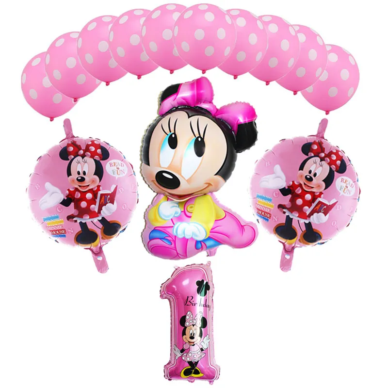 Minnie 1 14 шт. 32 дюйма розовый и голубой номер фольга надувные шары Mickey воздушный шар "Минни" Рисунок От 1 до 8 лет детей Для мальчиков и девочек декор для вечеринки в честь Дня Рождения - Color: Minnie 1