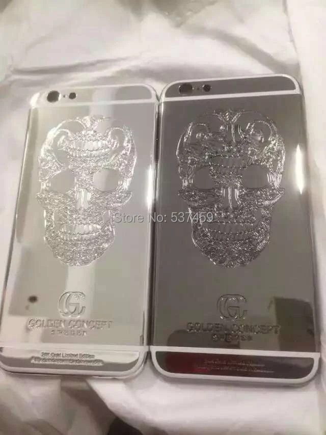 Для iPhone 6 4,7 дюйма 24K золотой корпус с боковой/верхней/нижней/аксессуарами 24k золотой гравированный череп