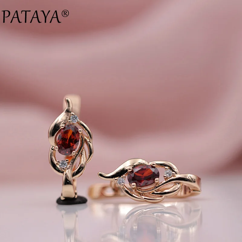 PATAYA 328 юбилейные новые женские свадебные украшения 585 розовое золото Овальный темно-синий натуральный циркон висячие серьги аксессуары