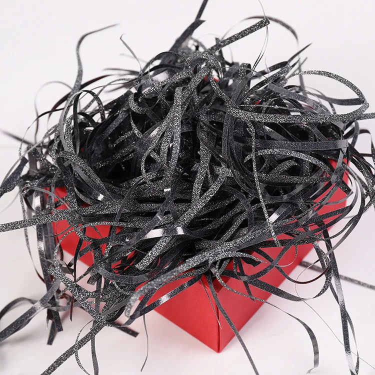 black 20 г/пакет Блестящий бумажный наполнитель подарочной коробки красивые рождественские украшения для подарочной коробки упаковочные материалы вечерние сувениры 11 цветов - Цвет: black