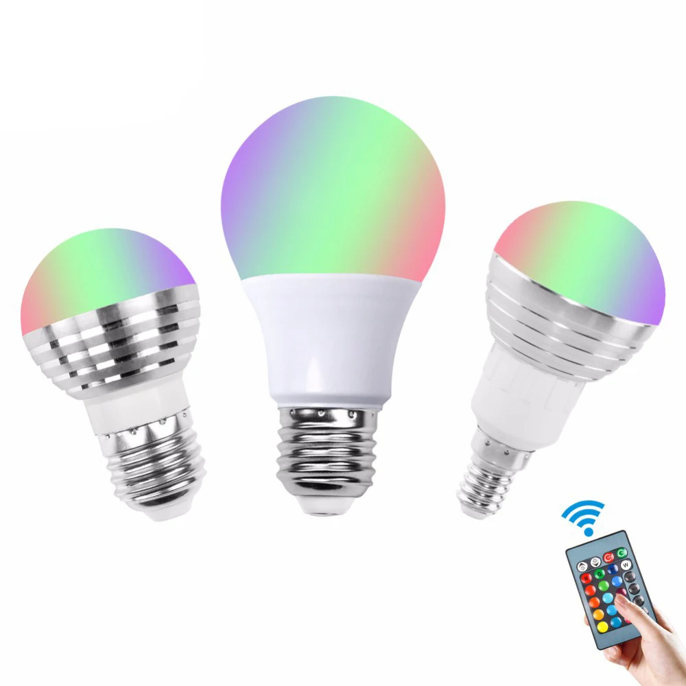 E27 светодиодный 16 Цвет Изменение RGB магический светильник лампа 3W 10W 15W лампы