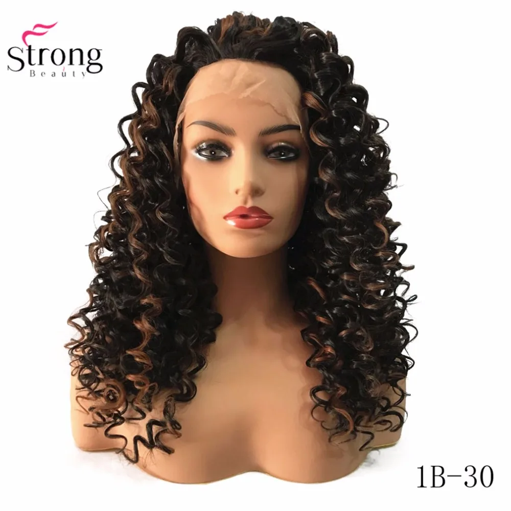 StrongBeauty синтетические волосы на кружеве Искусственные парики коричневый/черный длинные нахальный вьющиеся волосы шиньон синтетическ