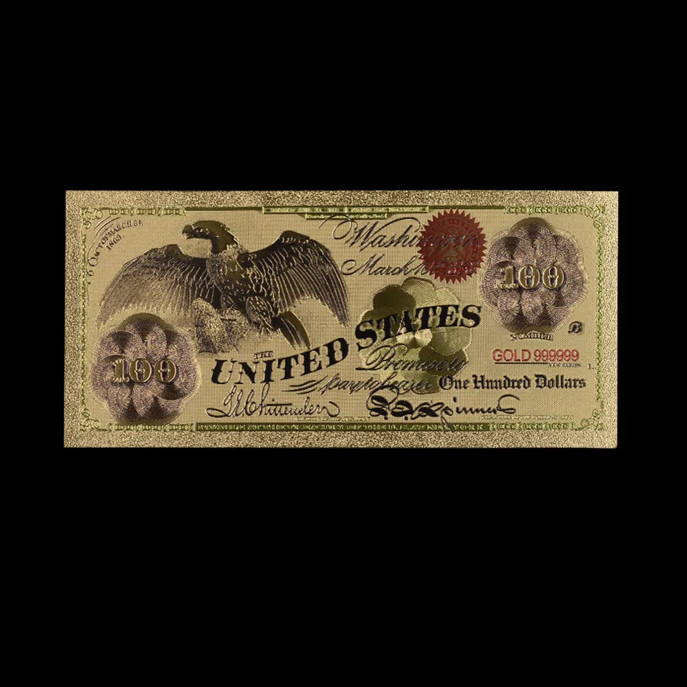 10 шт./лот США 1863 лет 100 долларовая Золотая банкнота 24k банкноты сувениры