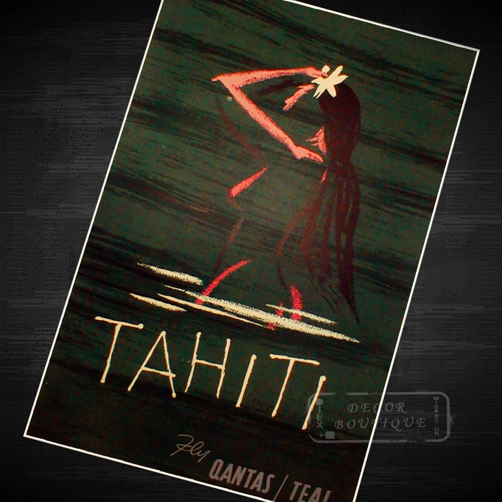 Путешествия Винтаж Tahiti Air Новая Зеландия NZ Ретро Холст Картина рамка постер DIY