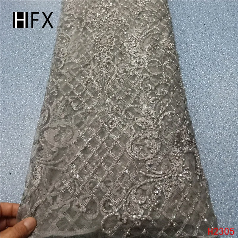 HFX роскошное французское кружевное платье ручной работы с бисером 2019 из фатина