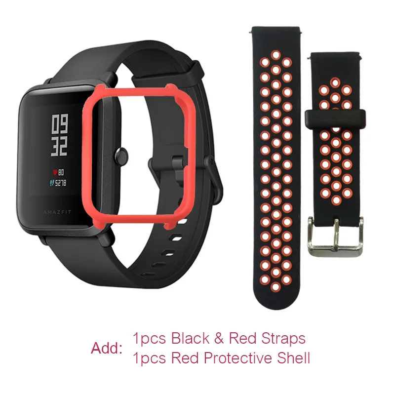 Bip-red-red-film. Huami Смарт-часы, Huami Amazfit Bip Молодежные Смарт-часы, Bluetooth 4,0 gps монитор сердечного ритма 45 дней в режиме ожидания IP68 - Цвет: Bip-red-red-film.