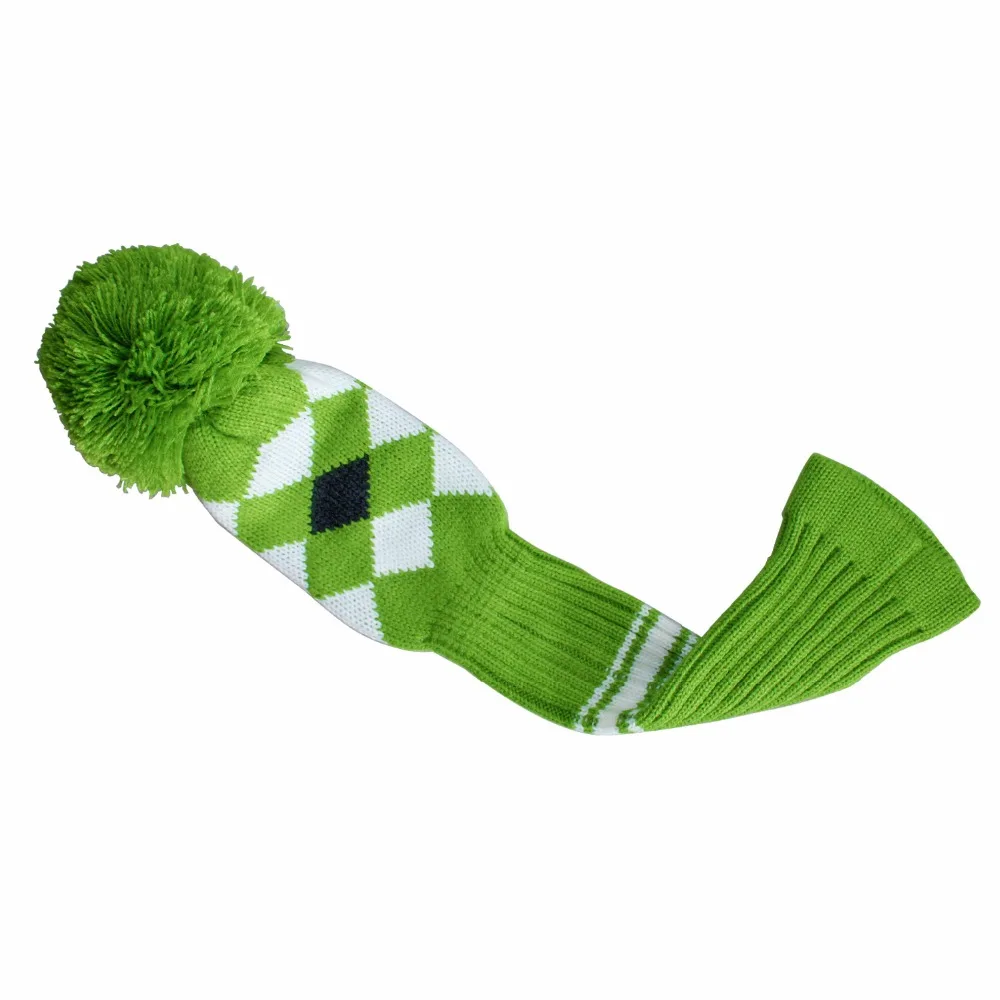 Зеленый серый белый Argyle Вязаный чехол для головки клюшки для гольфа, набор из 3 для водителя дерева, фарватера, гибрид/UT