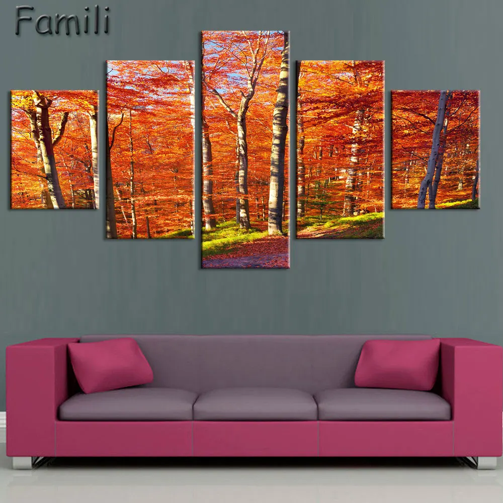 Картина на холсте с осенним водопадом 5 шт.|picture for living room|canvas paintinghd prints |