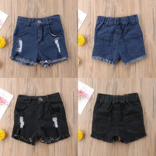 Newborn Toddler Baby Boy Girls Holes Denim Jeans Stretch Ripped Shorts Hot kids Boys Clothing |